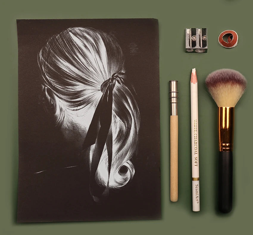 SeamiArt 3pcs Charcoal Pencil Set – Soft, Medium, Hard