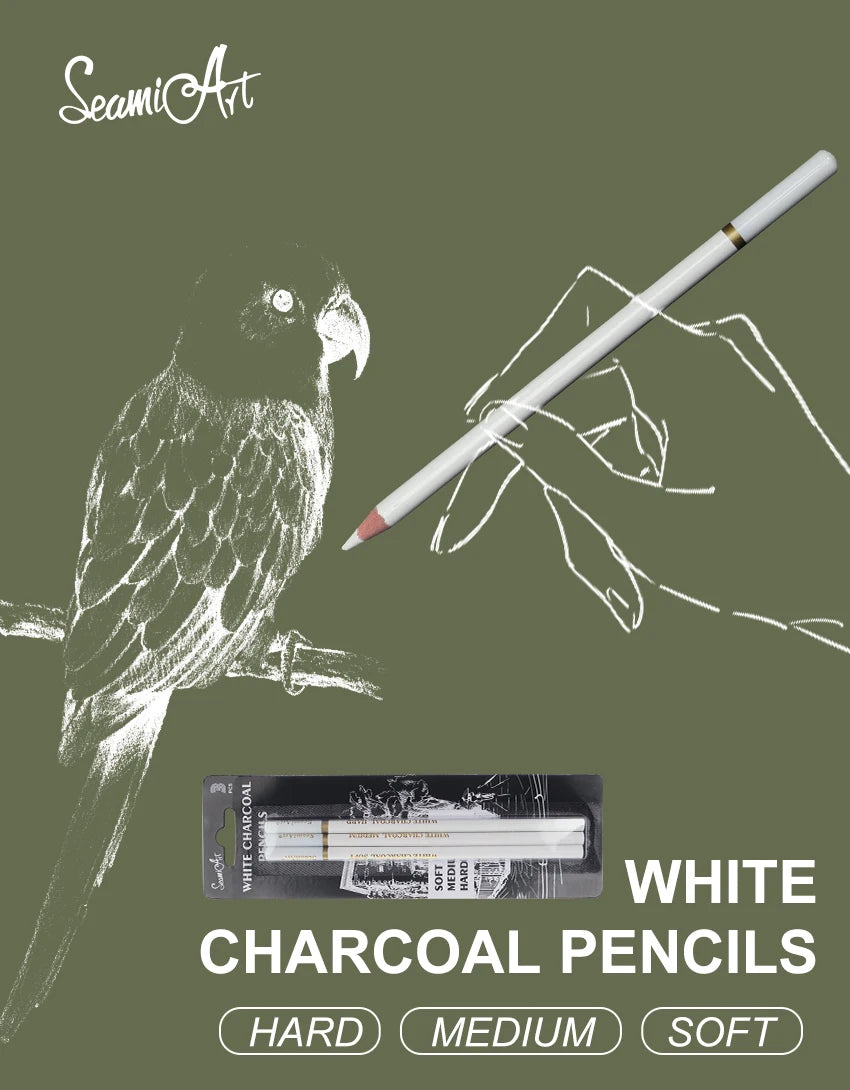 SeamiArt 3pcs Charcoal Pencil Set – Soft, Medium, Hard