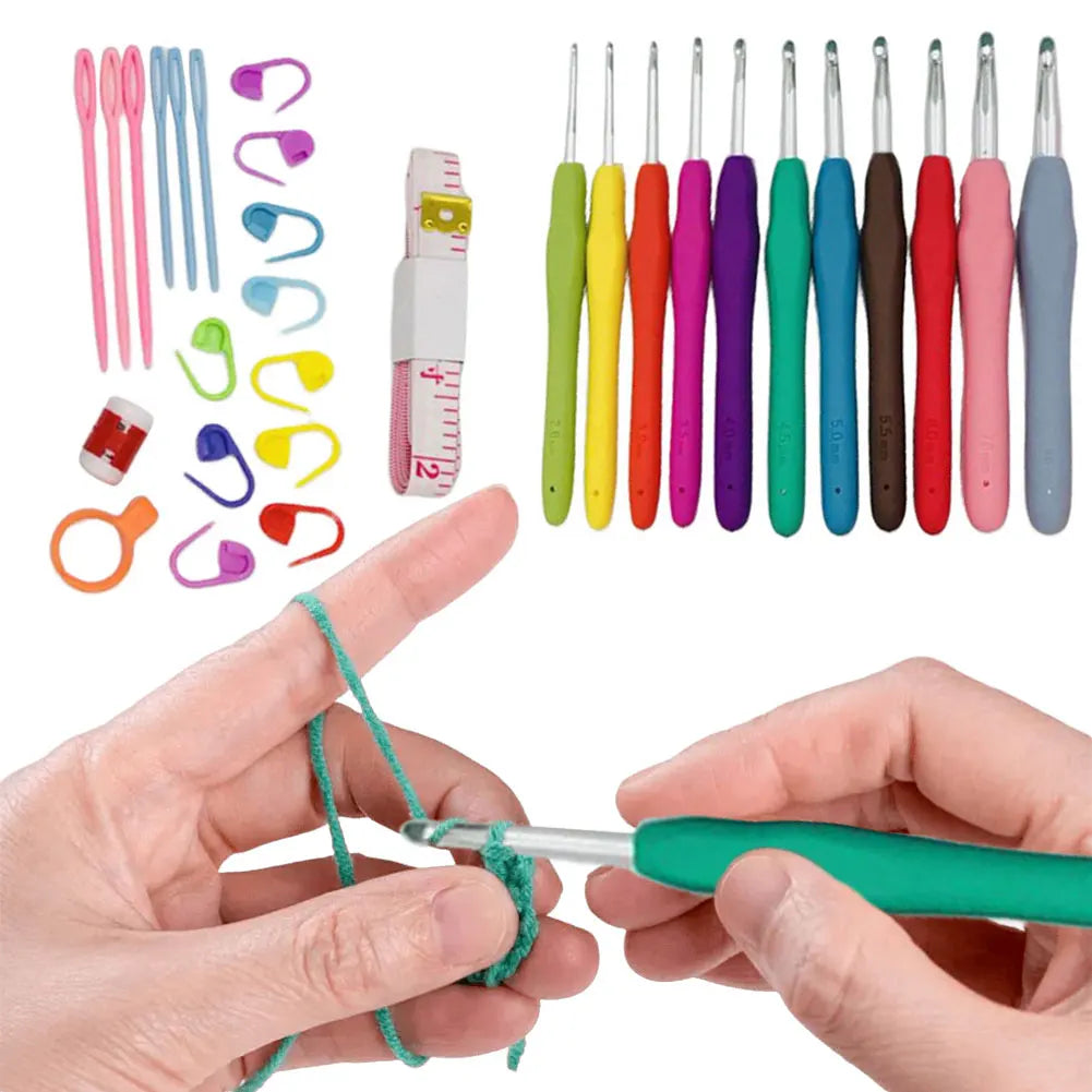 Crochet Hook Kit with Soft Handle & Storage Bag