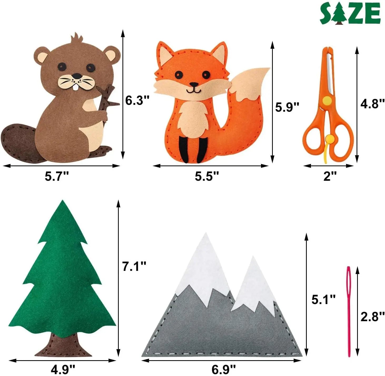 Woodland Animals DIY Felt Plush Sewing Kit for Kids