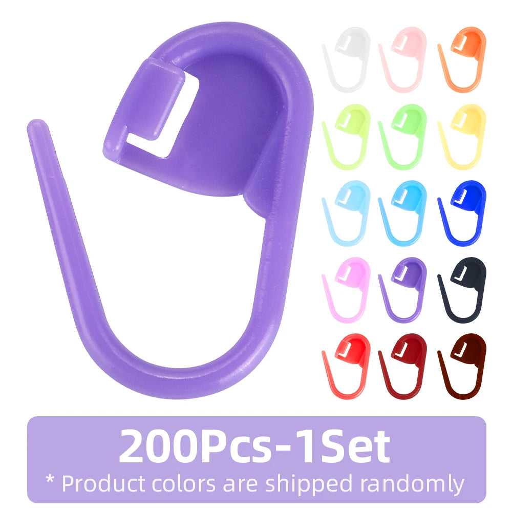 QJH Mix Color Knitting & Crochet Stitch Markers Set (50/200/500pcs)