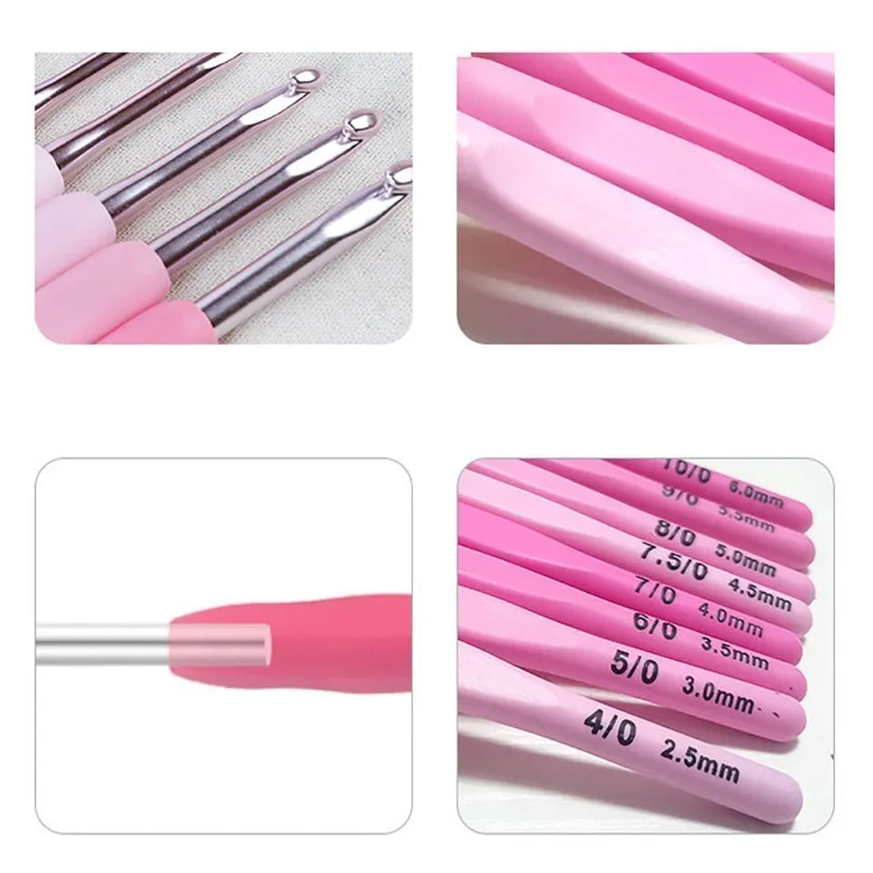 9pcs Ergonomic Crochet Hook Set 2.5-6mm for DIY Crafts