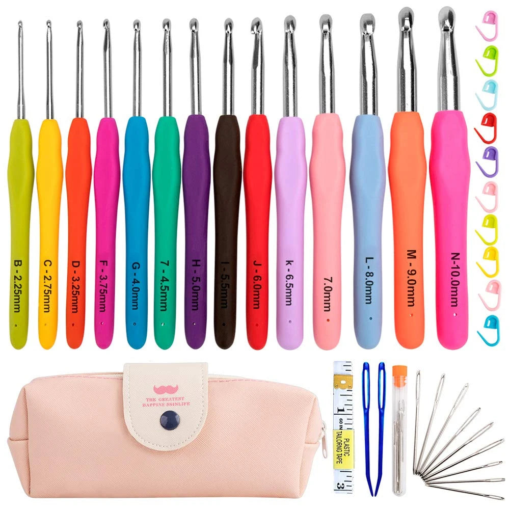 Crochet Hook Kit with Soft Handle & Storage Bag