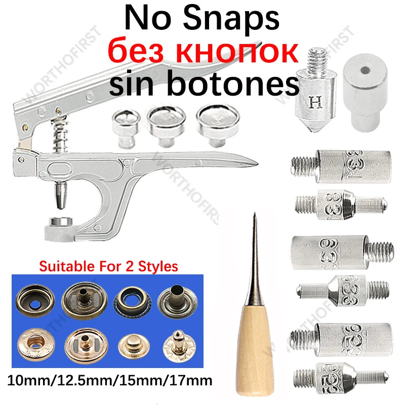 Metal Snap Fastener Button Kit with Installation Pliers