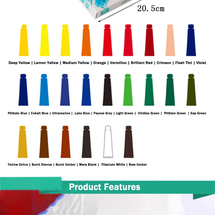 WINSOR & NEWTON Acrylic Paint Set – 12/18/24 Colors, 10ml