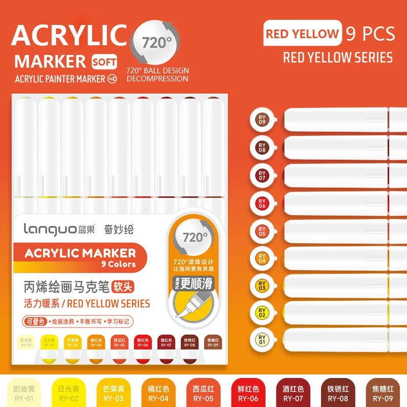 9-Color Acrylic Paint Marker Pen Set – DIY Art & Graffiti
