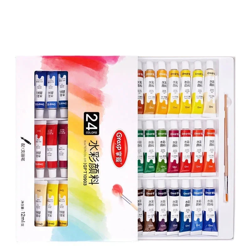 Watercolor Paint Set – 12/24 Colors for Students & Beginners