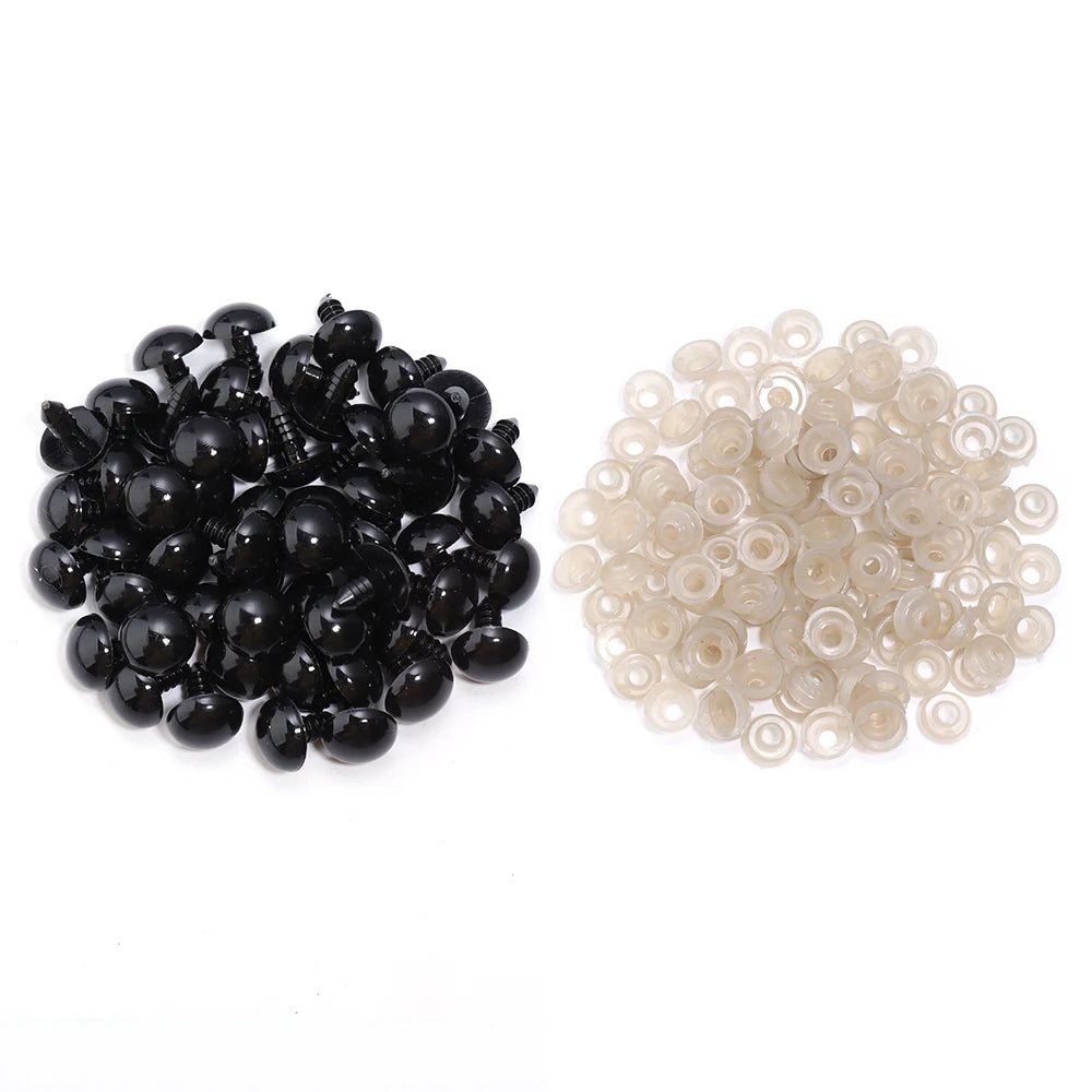 50pcs Black Plastic Safety Eyes for Dolls & DIY Crafts