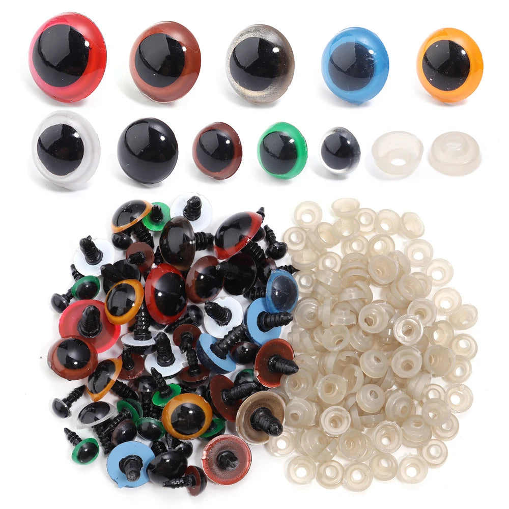 50pcs Black Plastic Safety Eyes for Dolls & DIY Crafts