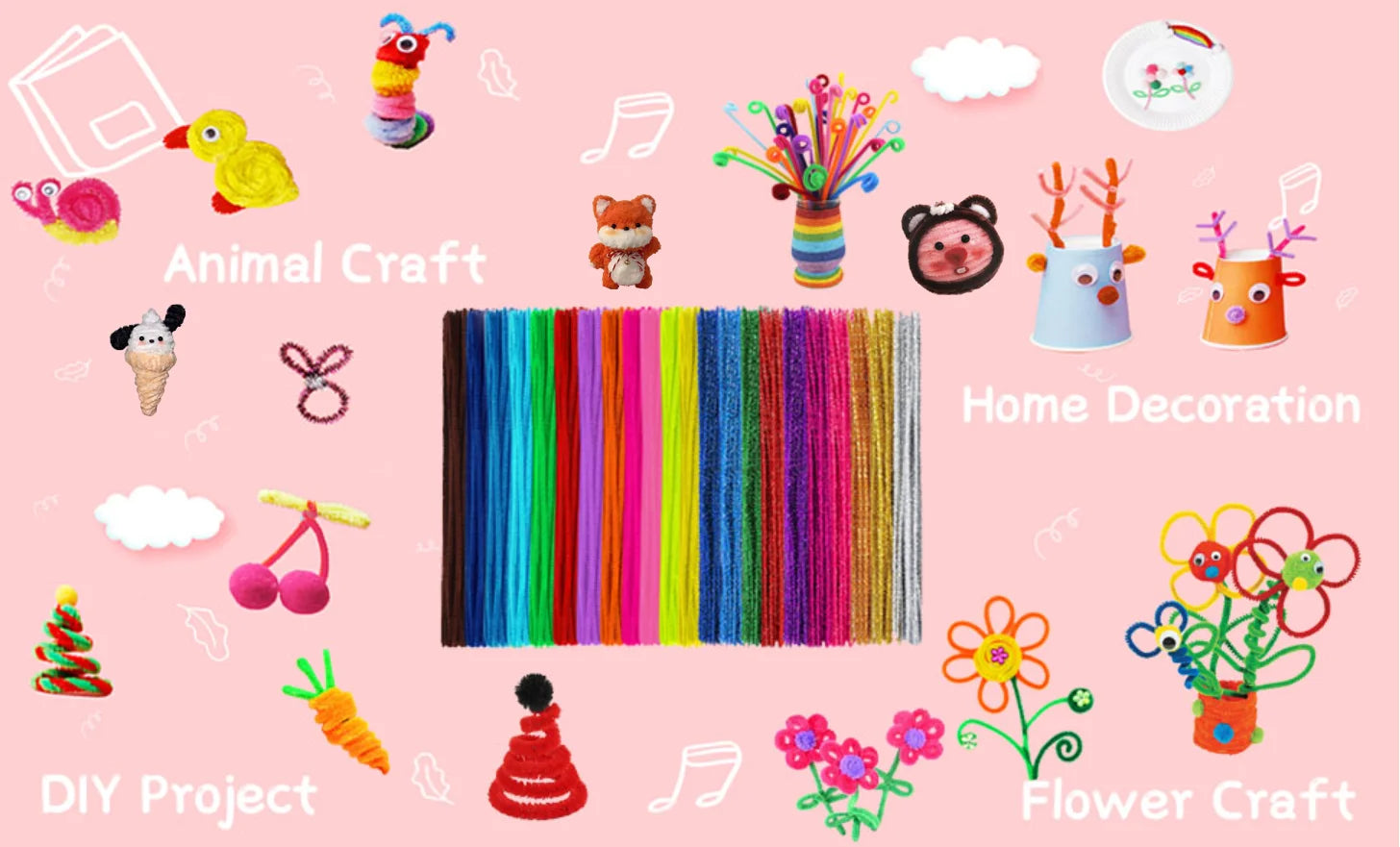 Chenille Stems / Pipe Cleaners – Kids DIY Craft Strips