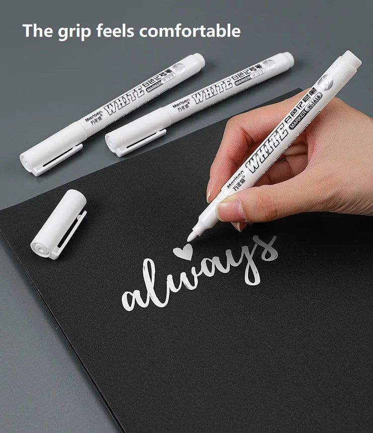 1/2/3pcs Waterproof White Paint Marker Pen – 1mm