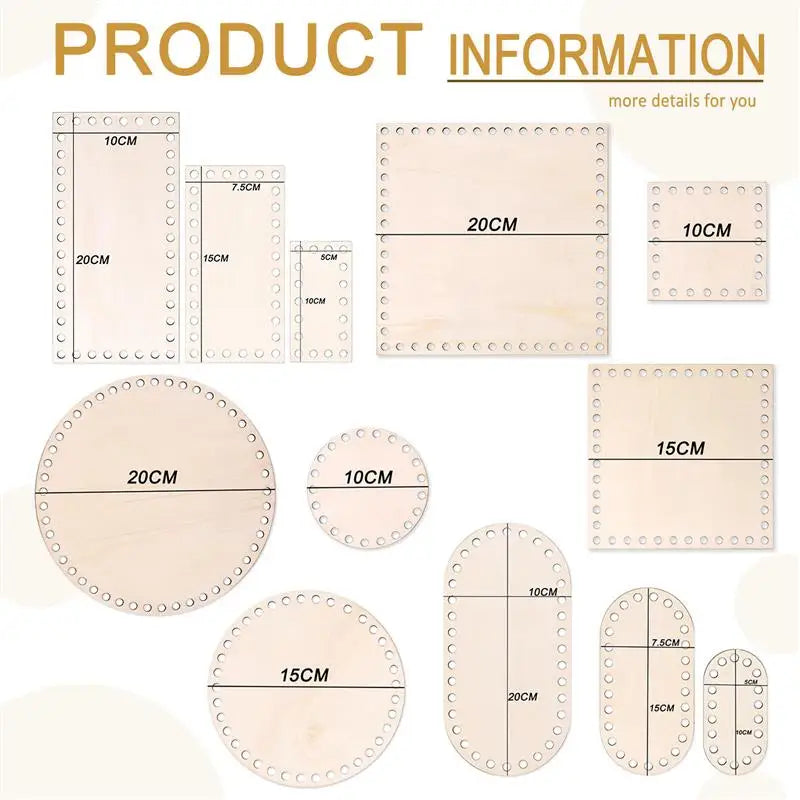 3pcs Crochet Basket Bases – Poplar Plywood DIY Craft Blanks