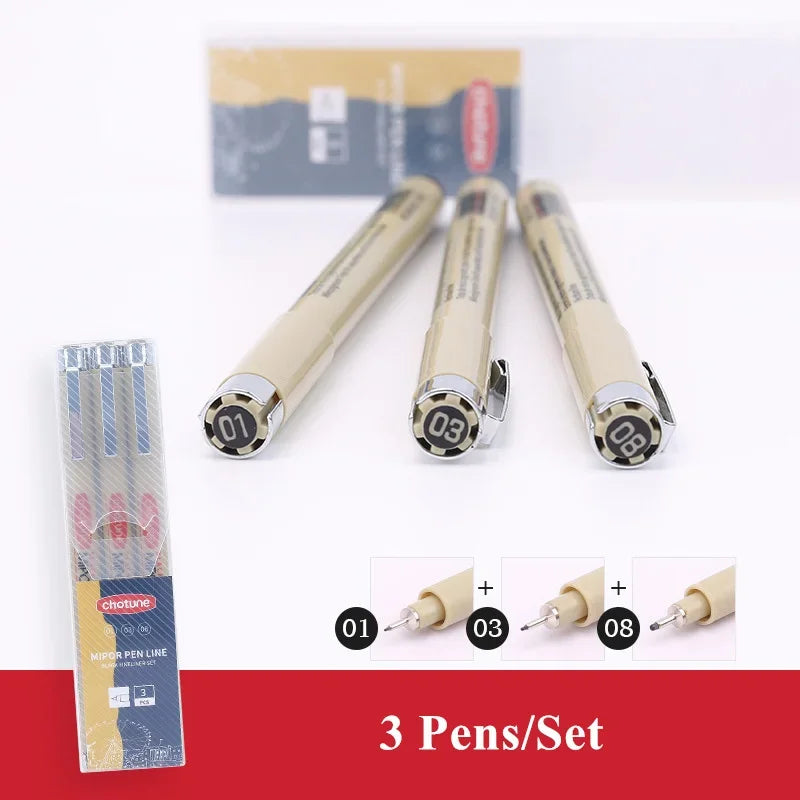 Manga Black Fineliner Marker Pens – Waterproof Sketching Set