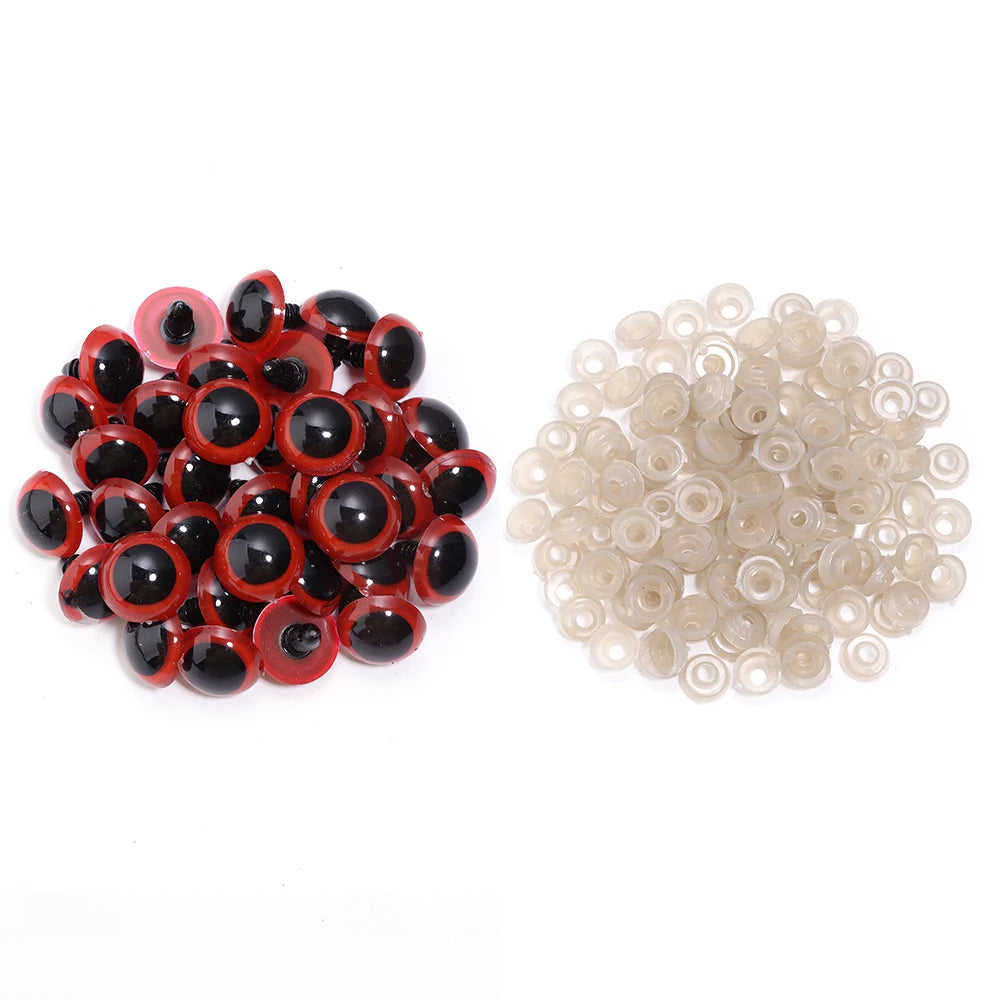 50pcs Black Plastic Safety Eyes for Dolls & DIY Crafts