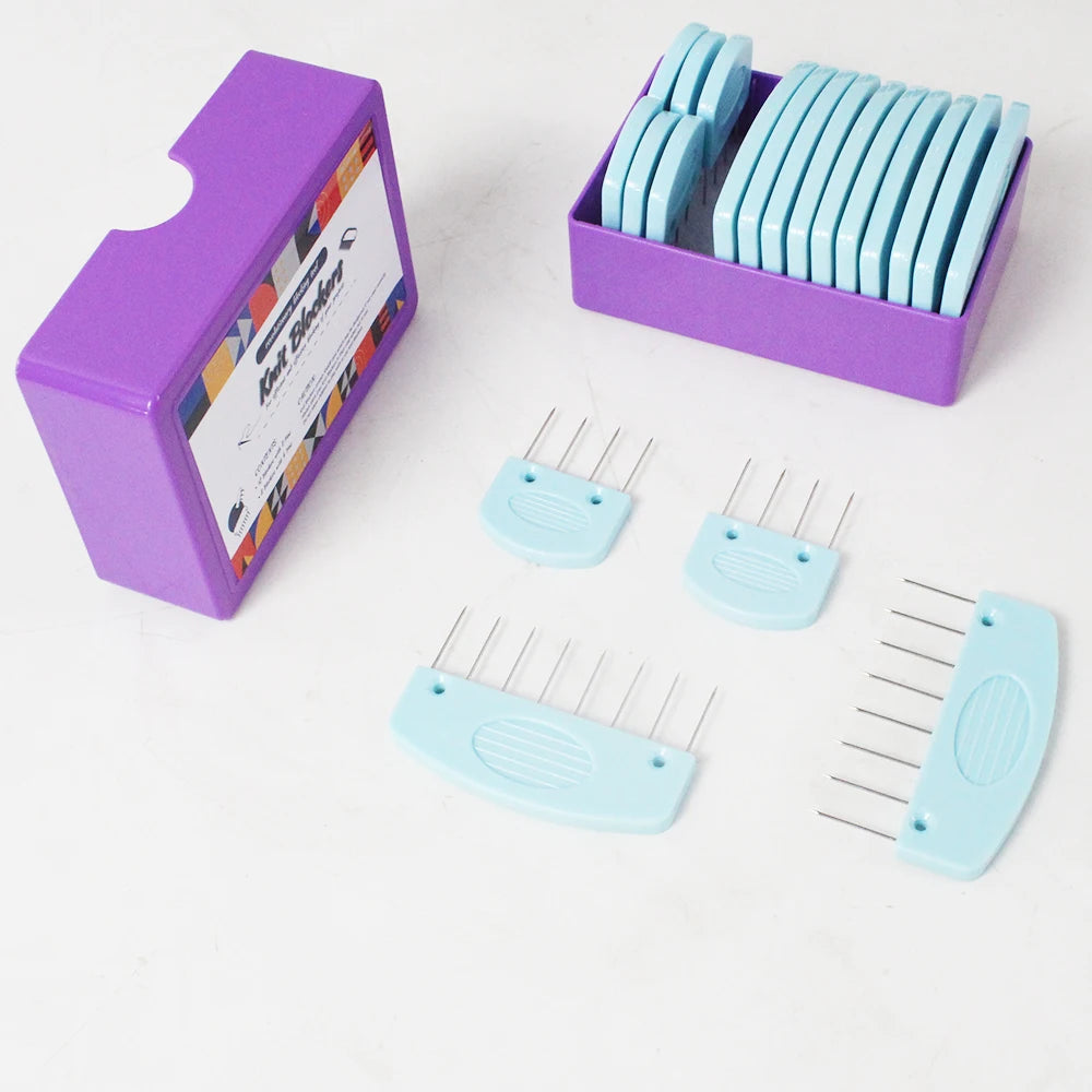 20pcs Stainless Steel Knitting Blockers Set with Combs & Mats