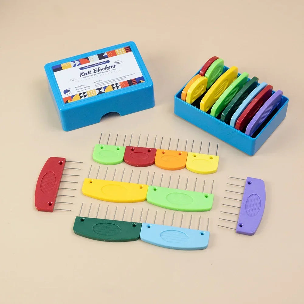 20pcs Stainless Steel Knitting Blockers Set with Combs & Mats