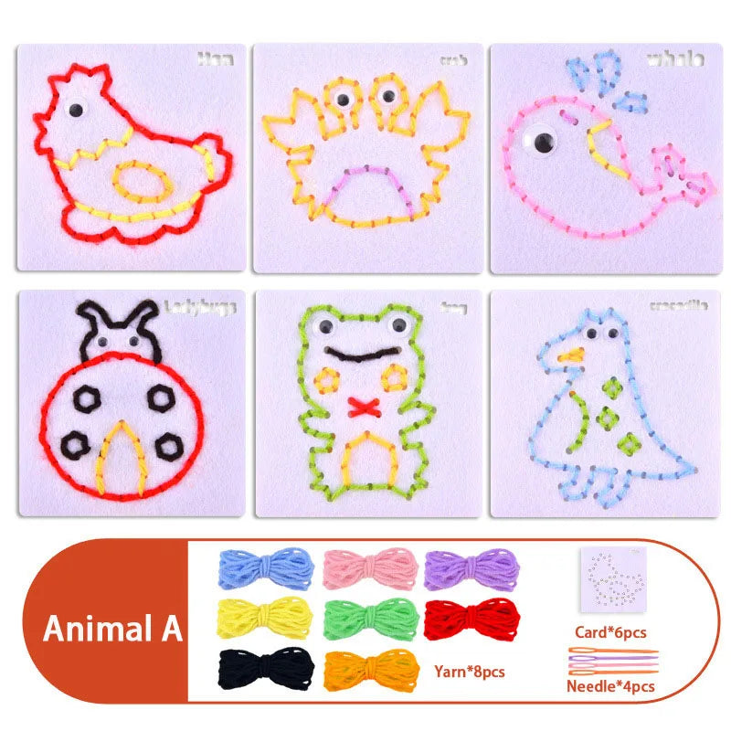 Montessori Lacing Toys for Toddlers – Cartoon Animal Sewing Kit