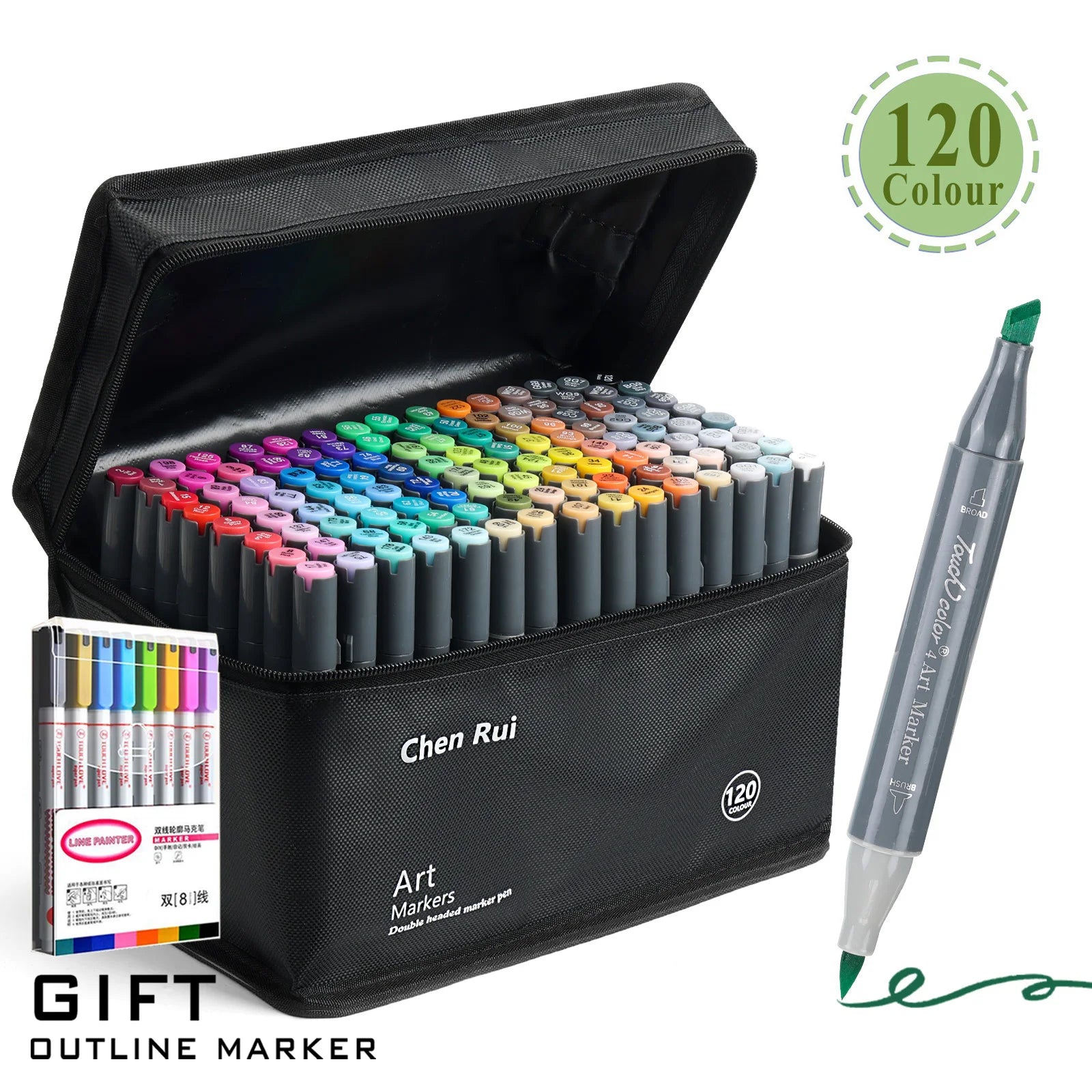 Dual Tip Brush & Chisel Permanent Marker Set – 48/60/80/120 Colors