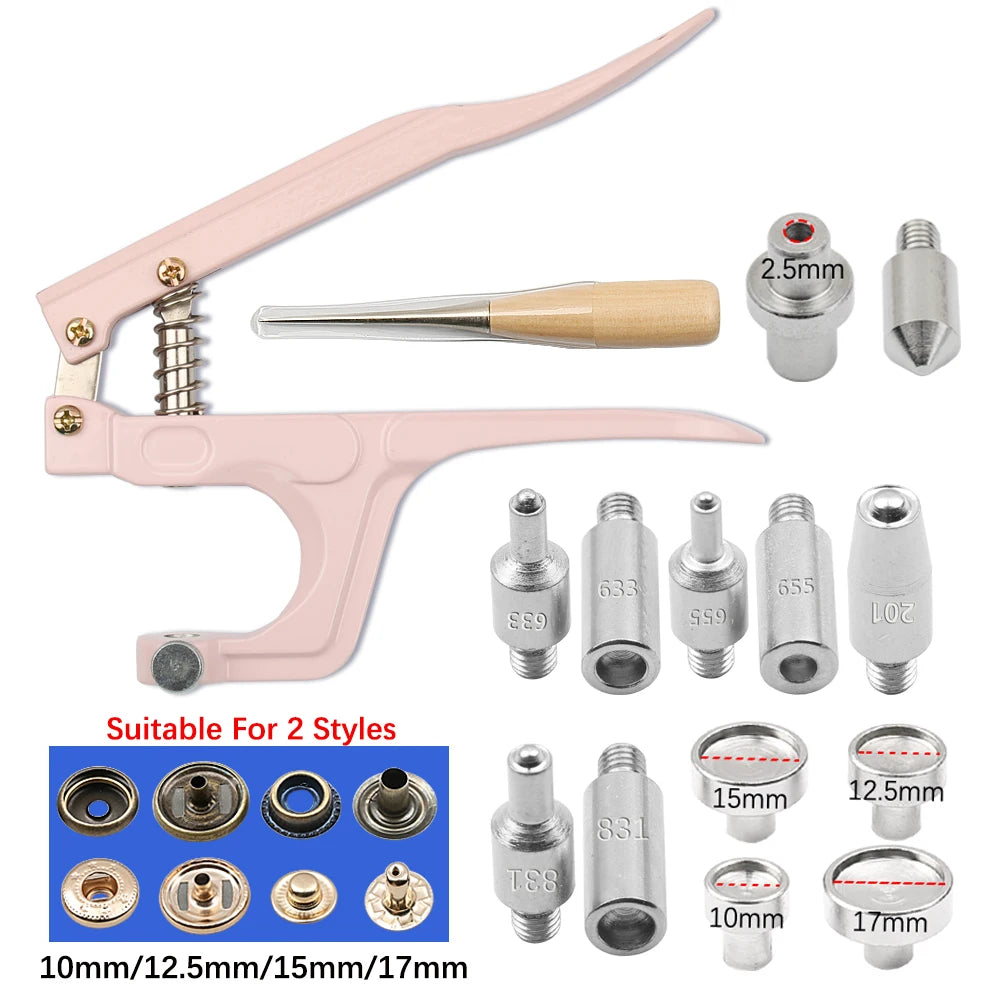 Metal Snap Fastener Button Kit with Installation Pliers