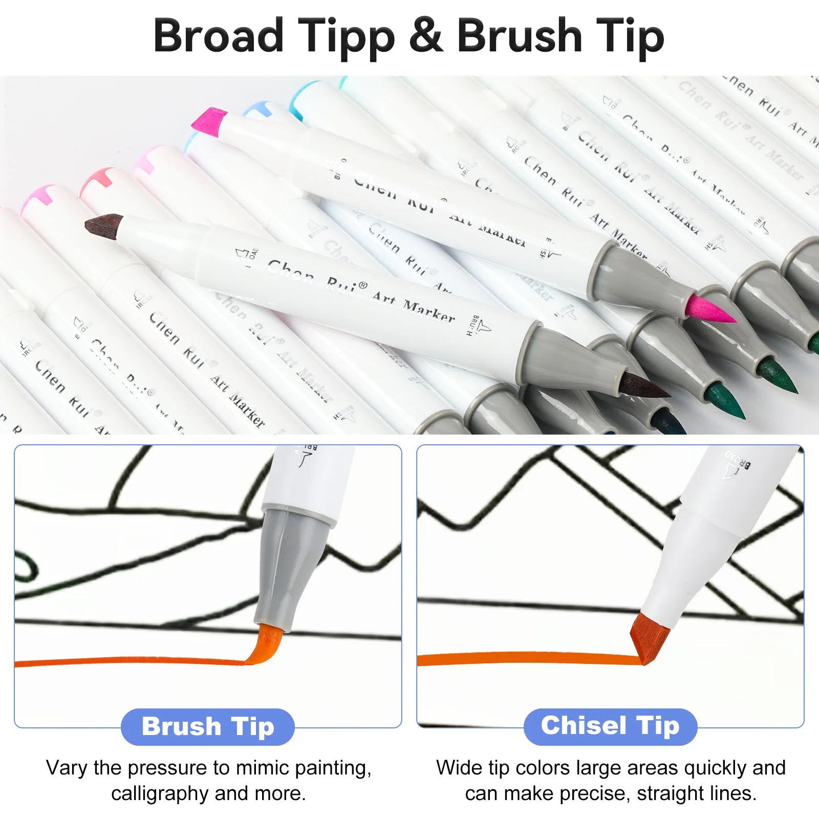 Dual Tip Brush & Chisel Permanent Marker Set – 48/60/80/120 Colors