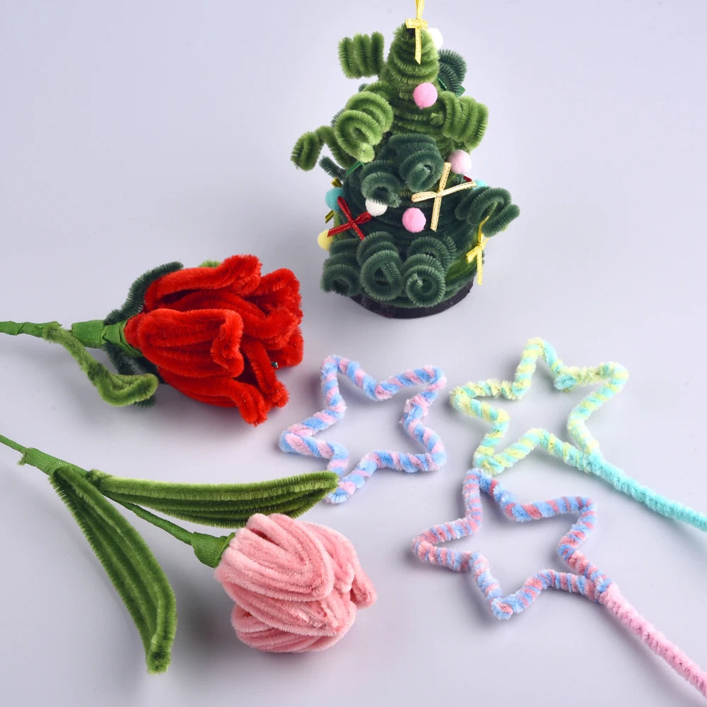 100pcs Plush Chenille Stems / Pipe Cleaners for DIY Crafts