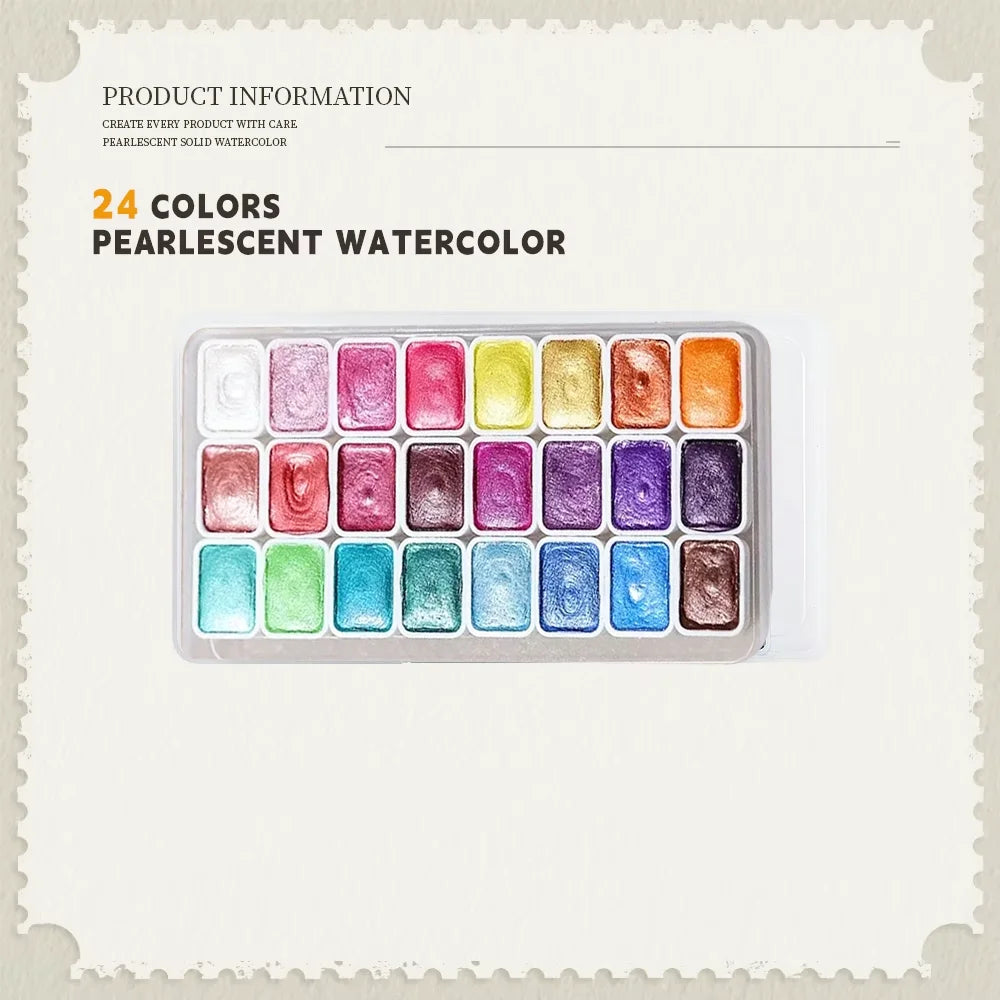 SeamiArt Pearlescent Solid Watercolor Set – 20/24/60 Colors