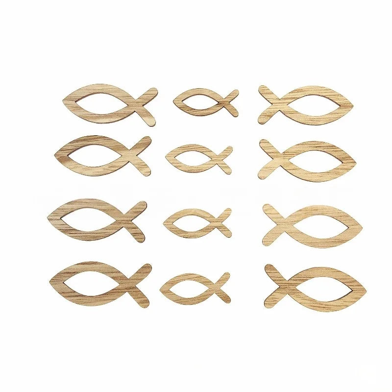 50pcs Fish Pattern Wooden Buttons for DIY Crafts