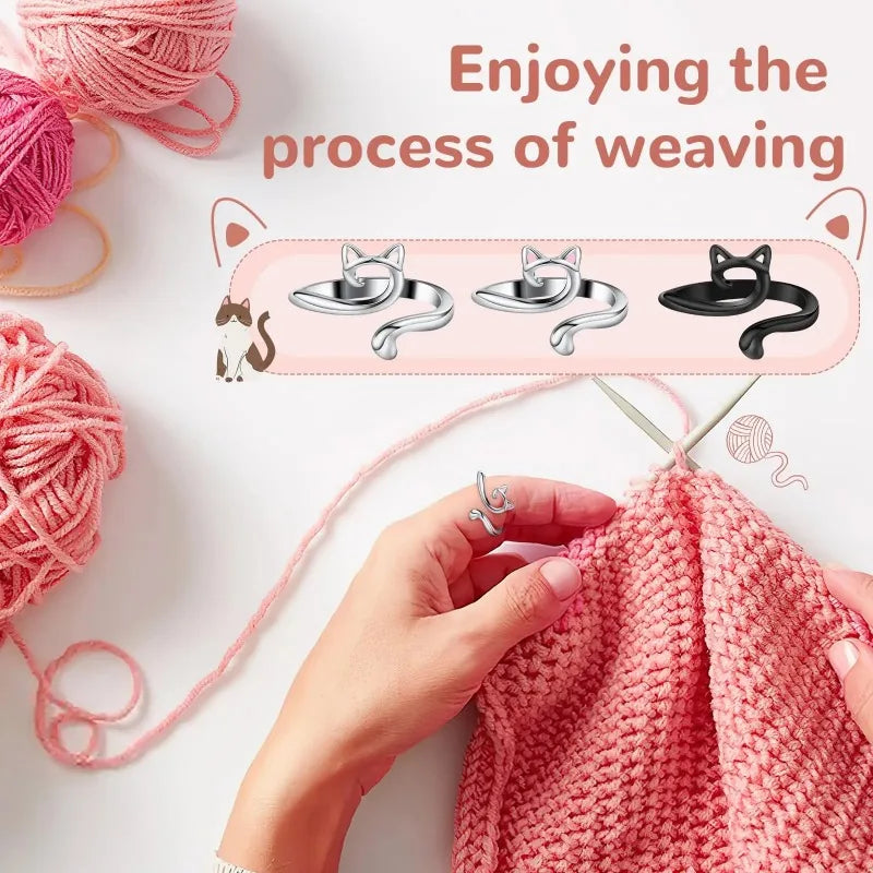 2pcs Adjustable Yarn Guide Finger Rings for Knitting & Crochet