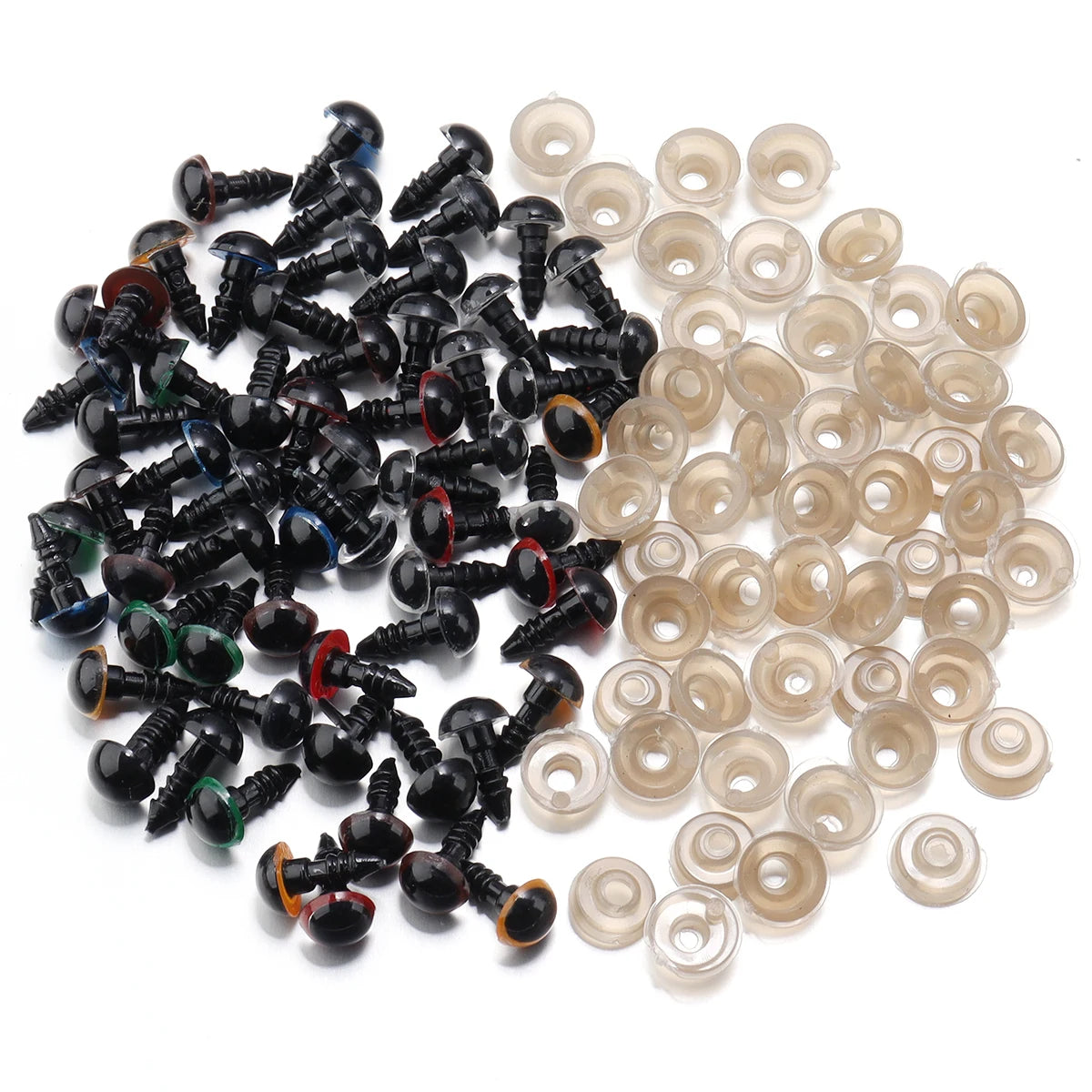 50pcs Black Plastic Safety Eyes for Dolls & DIY Crafts