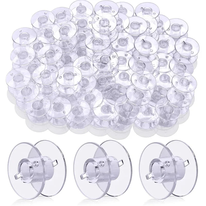 25pcs Clear Sewing Machine Bobbins with Storage Box