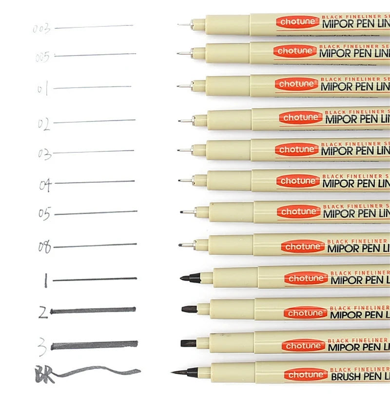 Manga Black Fineliner Marker Pens – Waterproof Sketching Set