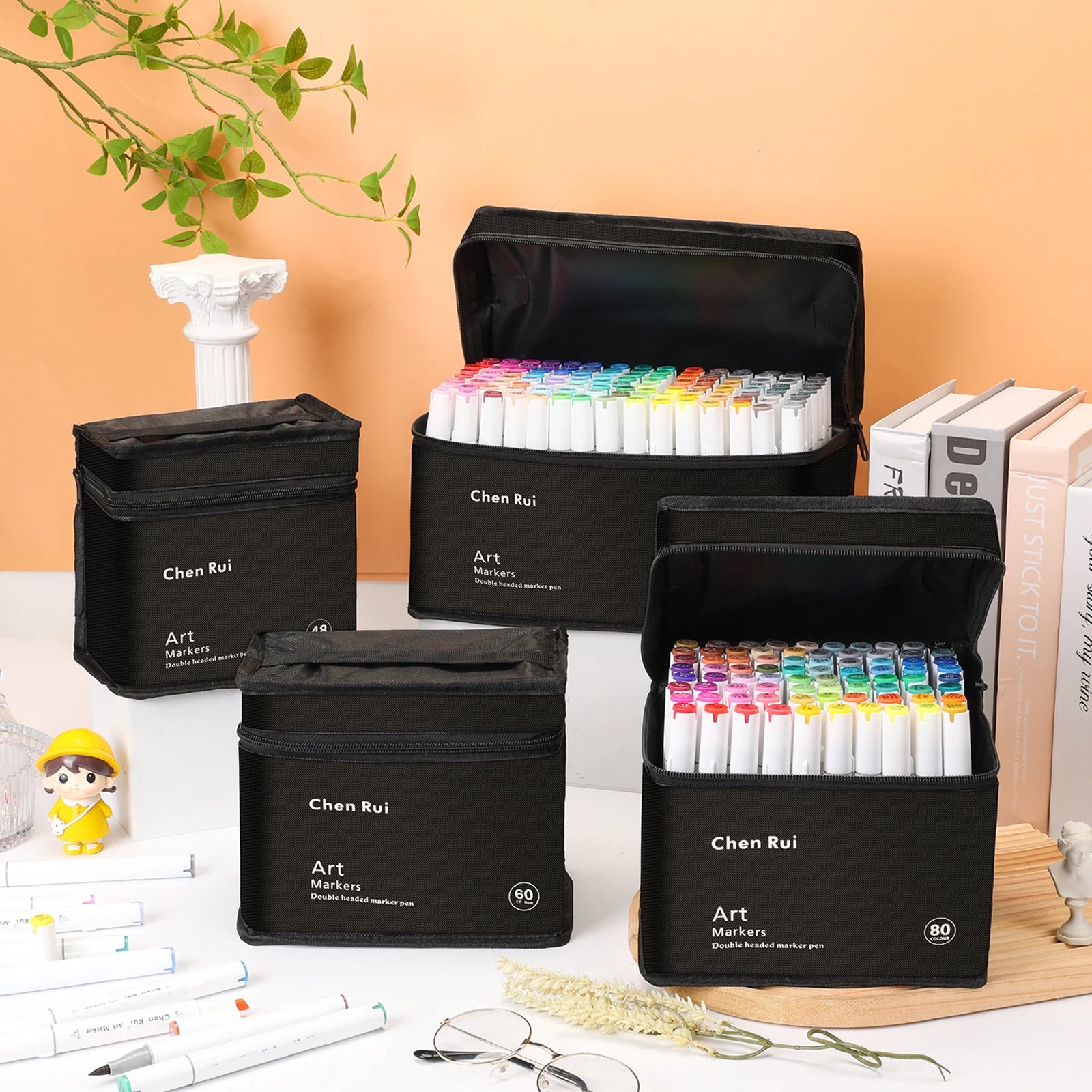 Dual Tip Brush & Chisel Permanent Marker Set – 48/60/80/120 Colors