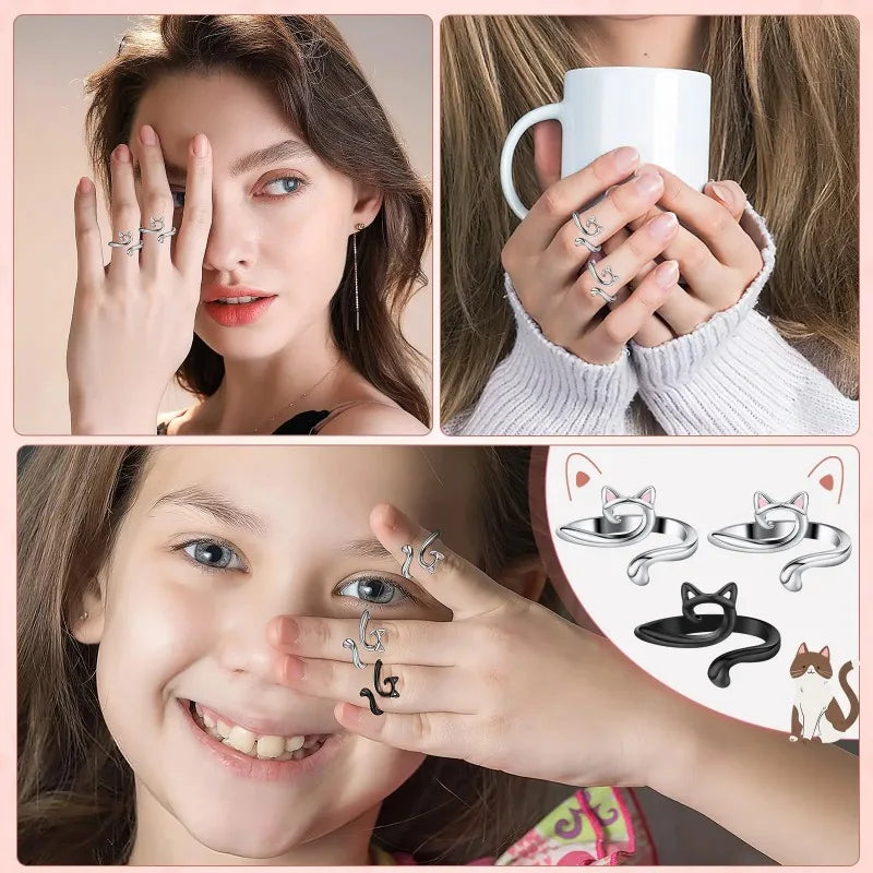 2pcs Adjustable Yarn Guide Finger Rings for Knitting & Crochet