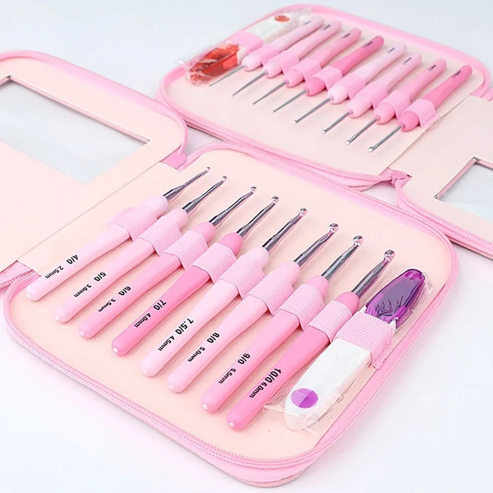 9pcs Ergonomic Crochet Hook Set 2.5-6mm for DIY Crafts