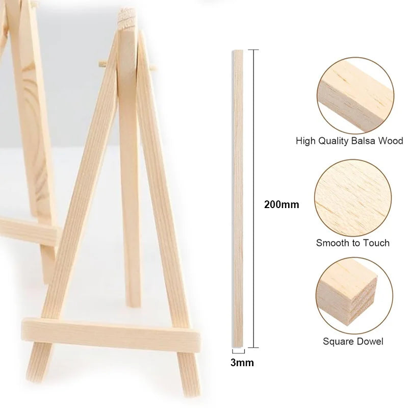 20-50pcs Balsa Wood Craft Sticks 2/3/5mm