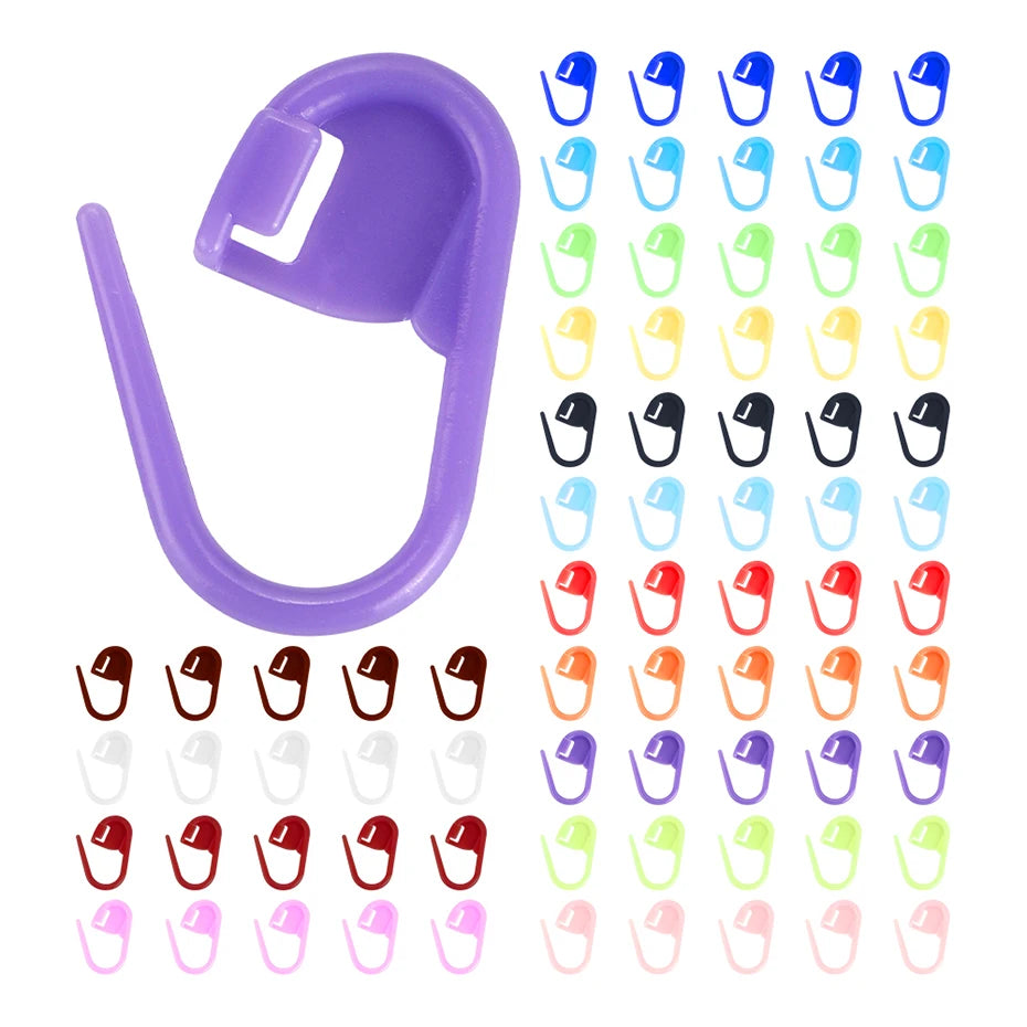 QJH Mix Color Knitting & Crochet Stitch Markers Set (50/200/500pcs)