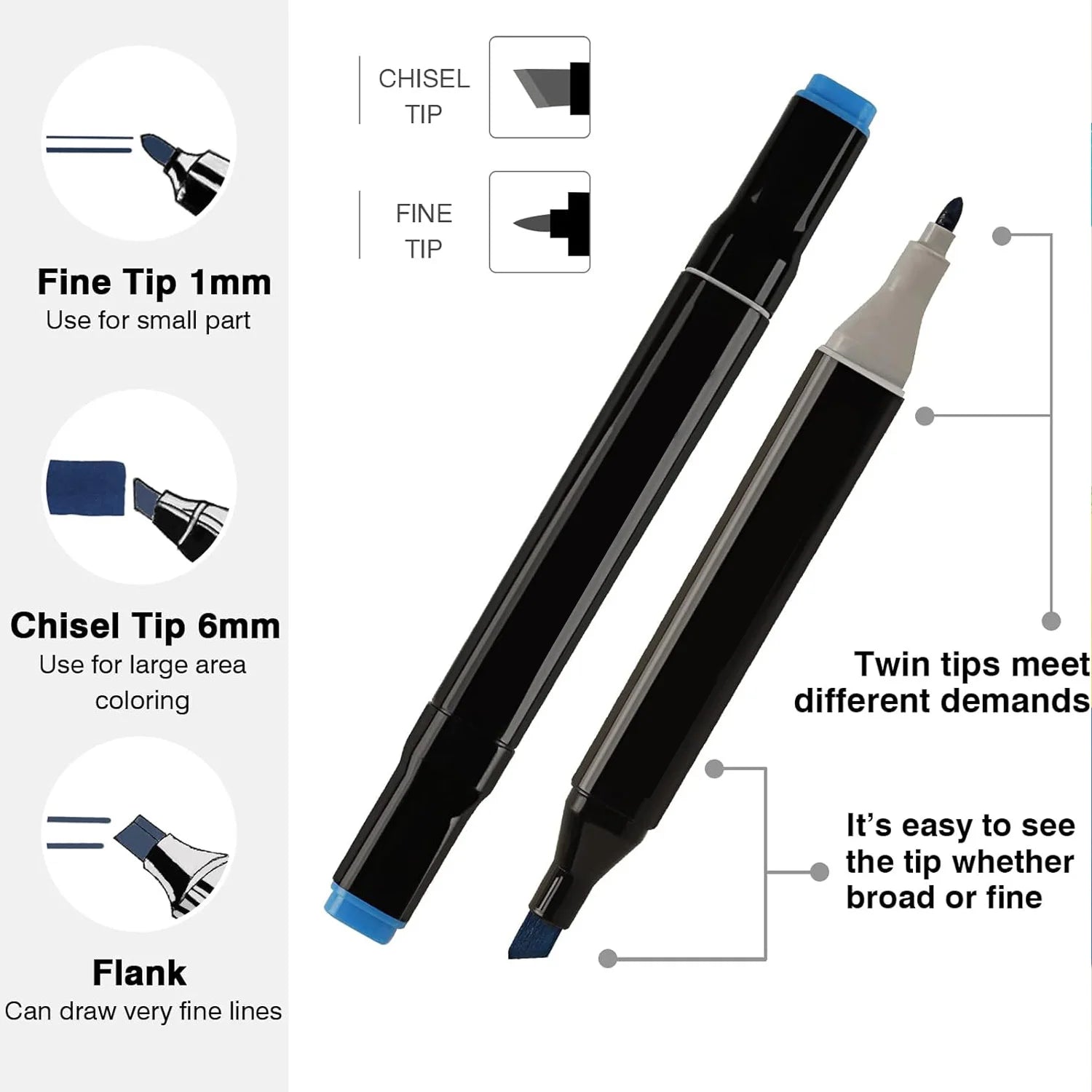 Double Tip Permanent Art Markers – 24 to 168 Colors