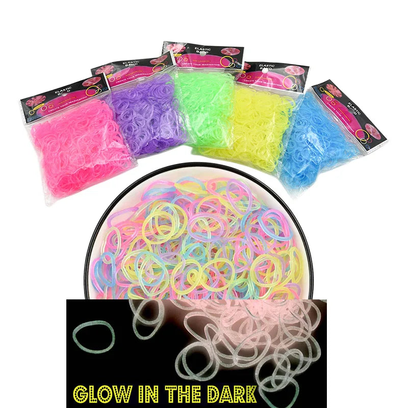 600pcs Glow-in-the-Dark Rubber Loom Bands for Bracelets & Necklaces