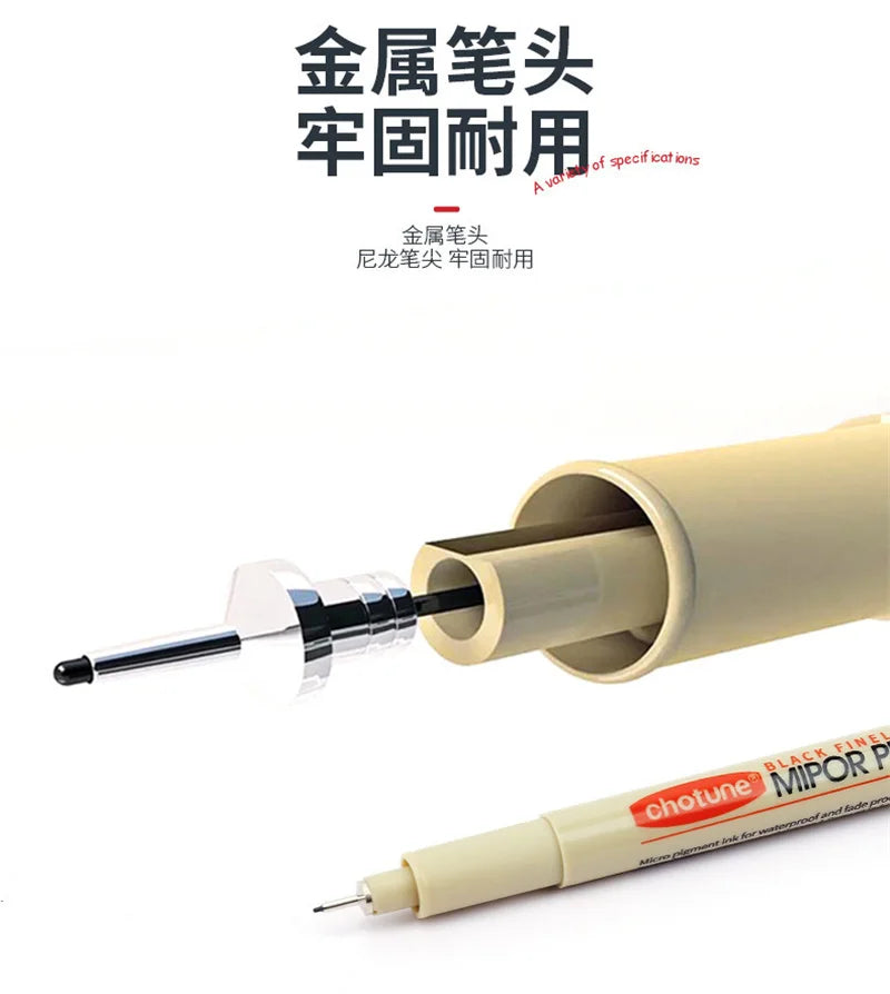 Manga Black Fineliner Marker Pens – Waterproof Sketching Set