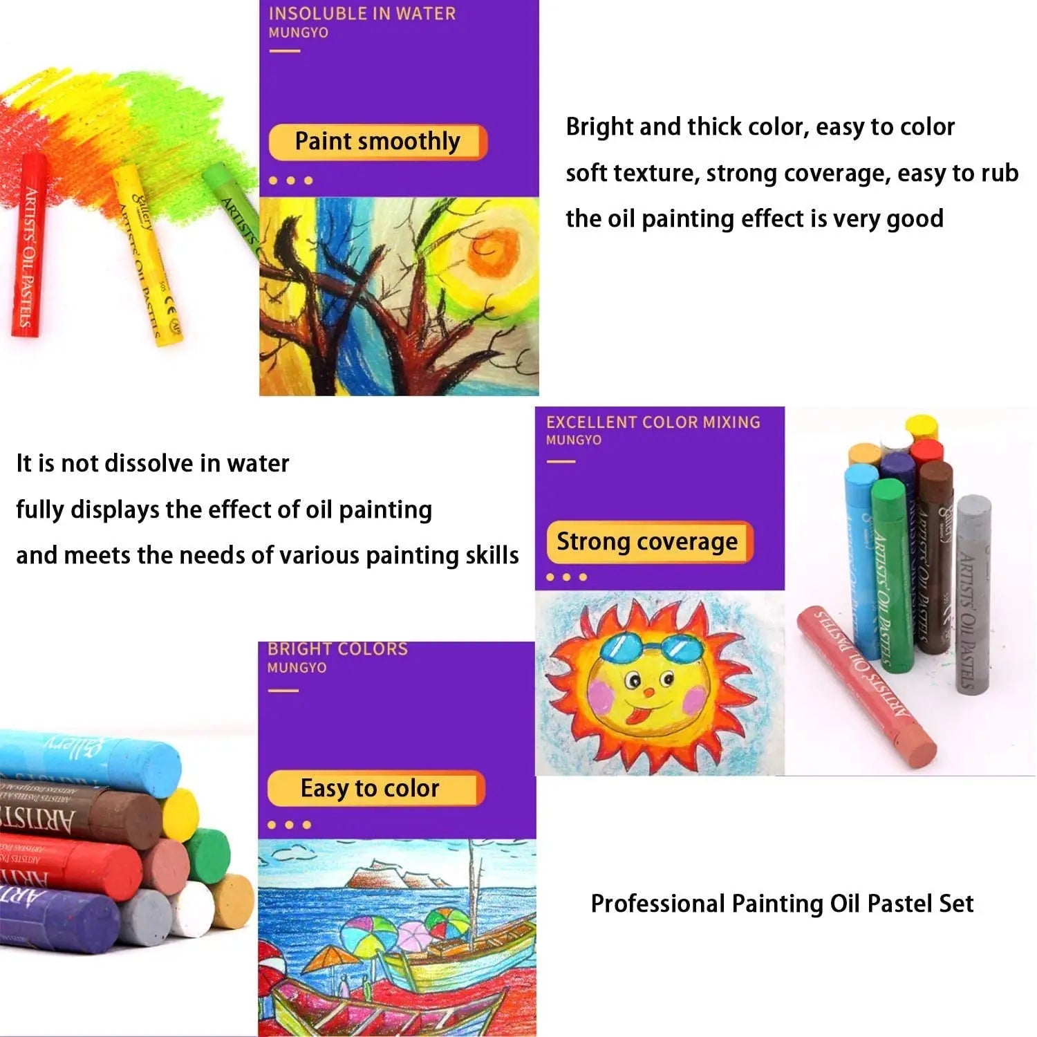 MUNGYO Oil Pastel Set – 12/25/50 Professional Non-Toxic Sticks