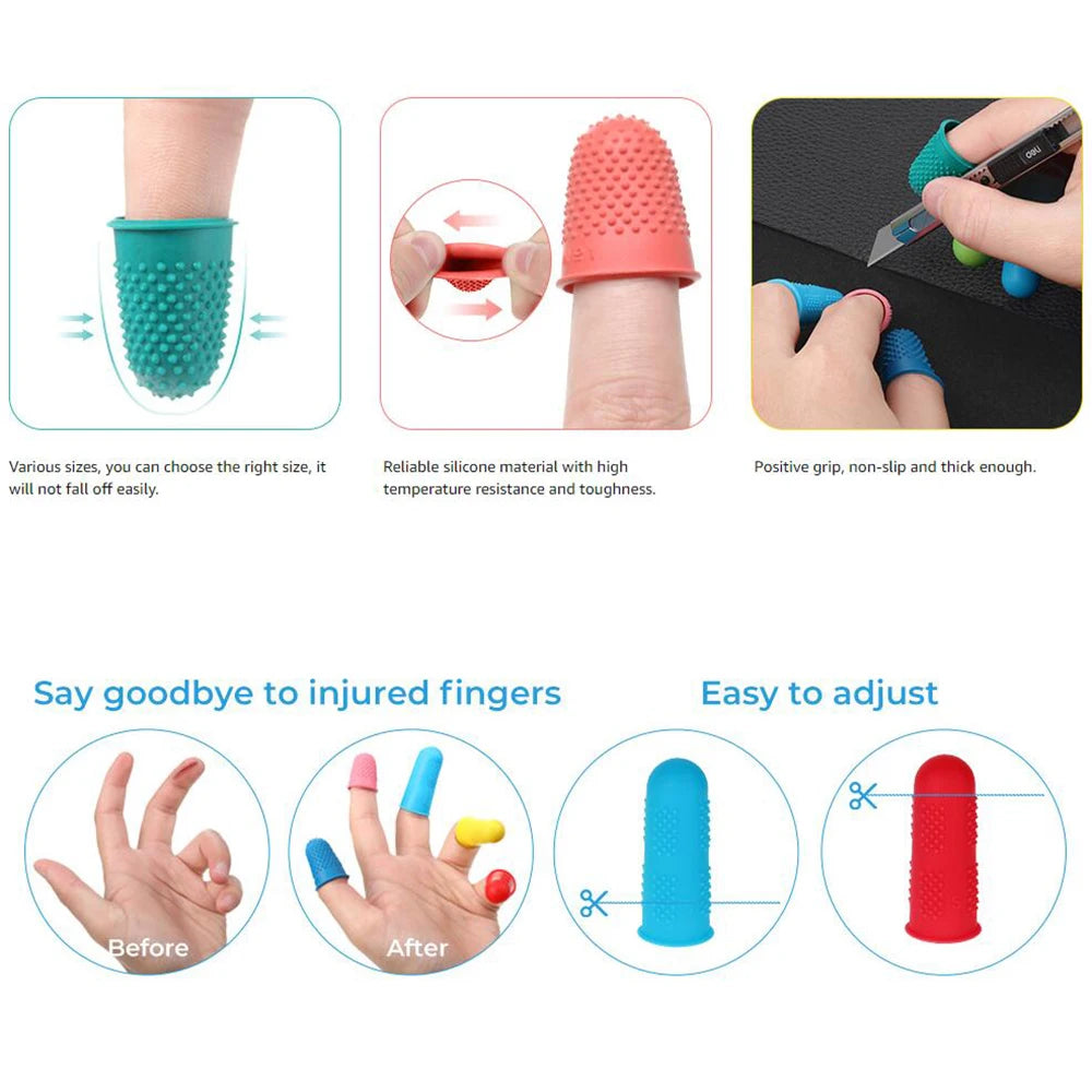 16pcs Silicone Finger Protectors for Sewing & Knitting