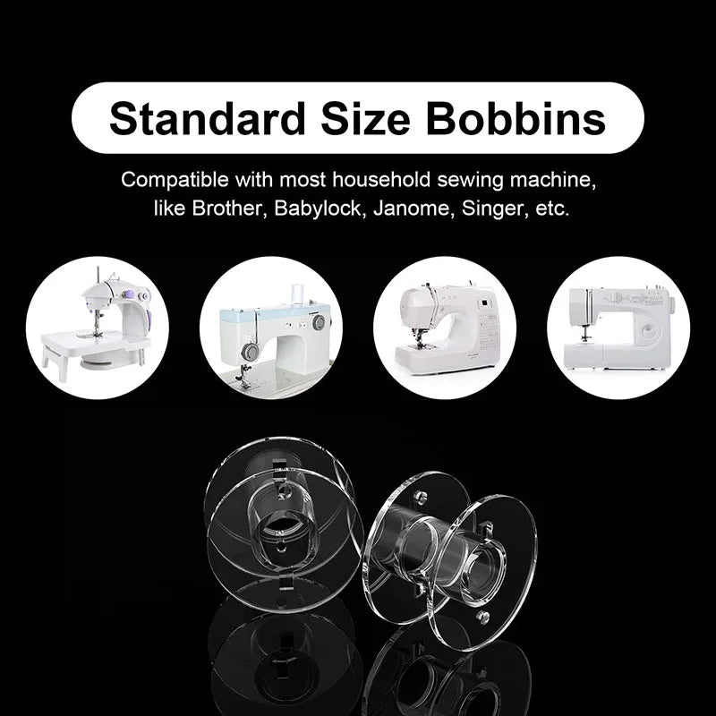 25pcs Clear Sewing Machine Bobbins with Storage Box