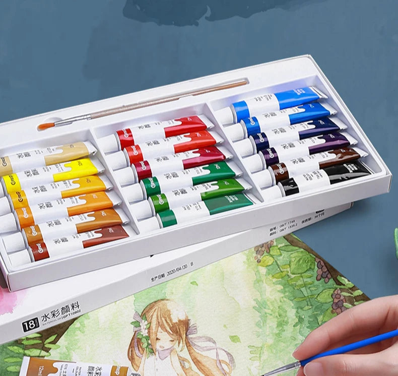 Watercolor Paint Set – 12/24 Colors for Students & Beginners
