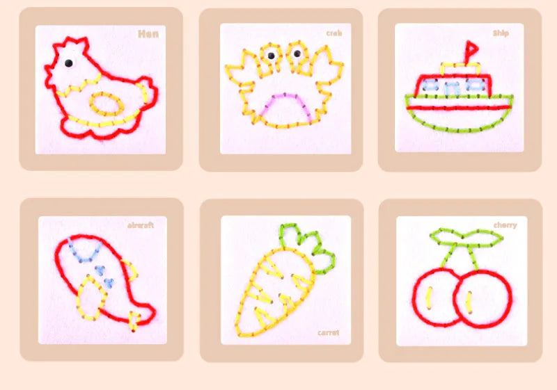 Montessori Lacing Toys for Toddlers – Cartoon Animal Sewing Kit