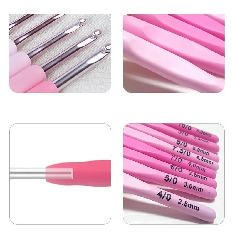 9pcs Ergonomic Crochet Hook Set 2.5-6mm for DIY Crafts