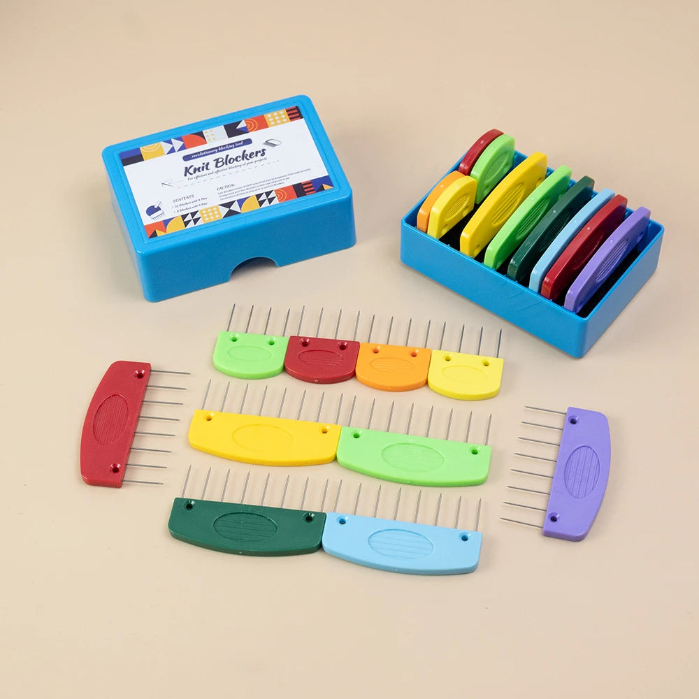 20pcs Stainless Steel Knitting Blockers Set with Combs & Mats