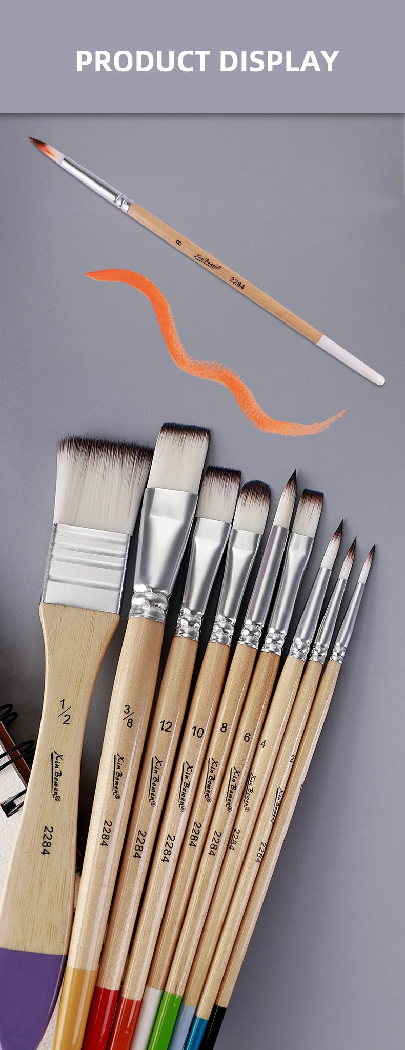 Nylon Brush Set for Watercolor, Oil, & Acrylic Painting