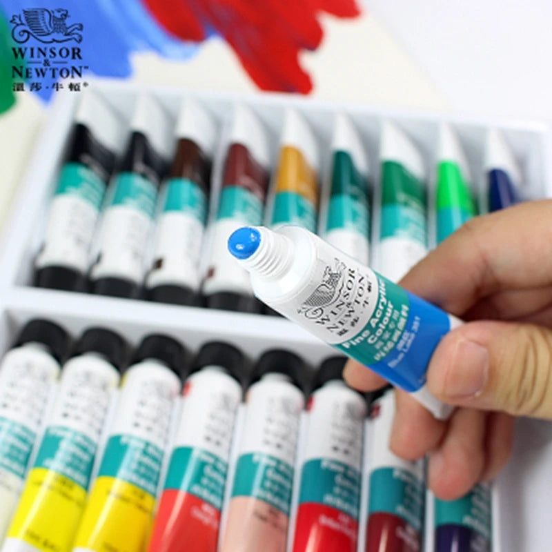 WINSOR & NEWTON Acrylic Paint Set – 12/18/24 Colors, 10ml