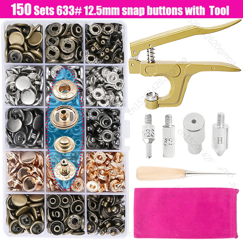 Metal Snap Fastener Button Kit with Installation Pliers