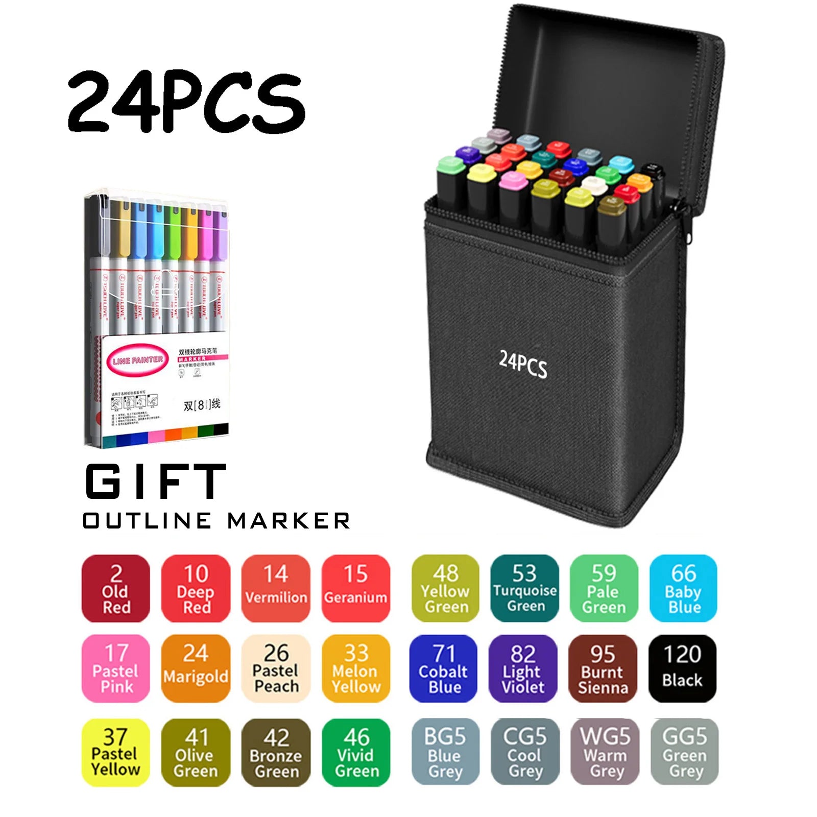 Double Tip Permanent Art Markers – 24 to 168 Colors